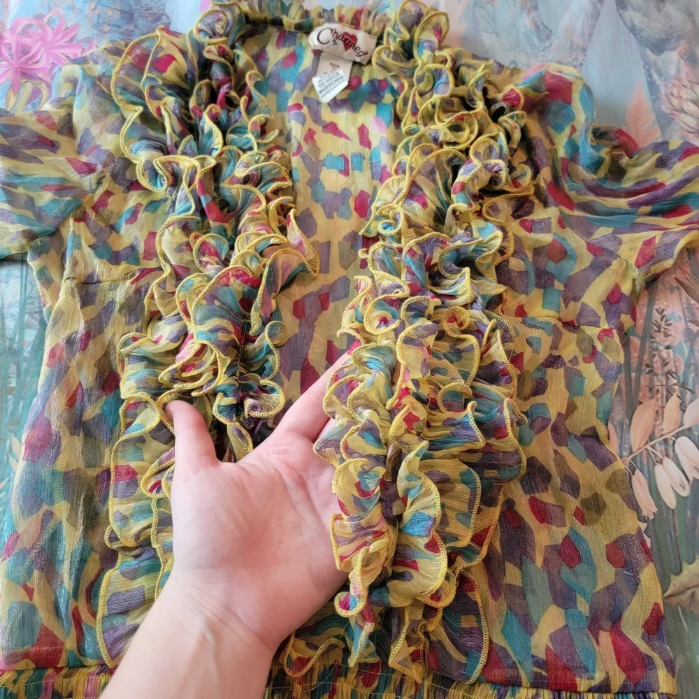 Sold90s Clowncore Blouse CHARMED Brand Size small - Picture 3 of 8